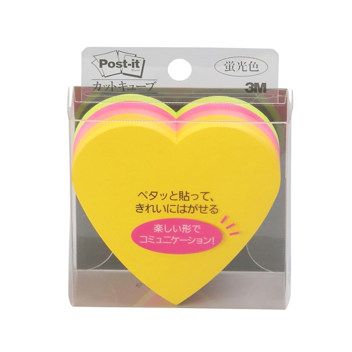 【ポイント20倍】(まとめ）スリーエム ポストイット 通常粘着ふせん カットキューブ ハート 蛍光カラー 225枚入 CC-31 CC-31 ﾊ-ﾄ 【×10セット】