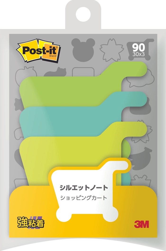 【マラソンでP最大49倍】(まとめ）スリーエム 【強粘着】 ポストイット 強粘着ふせん シルエットノート ショッピングカート 3色 SSS-KA SSS-KA 【×20セット】