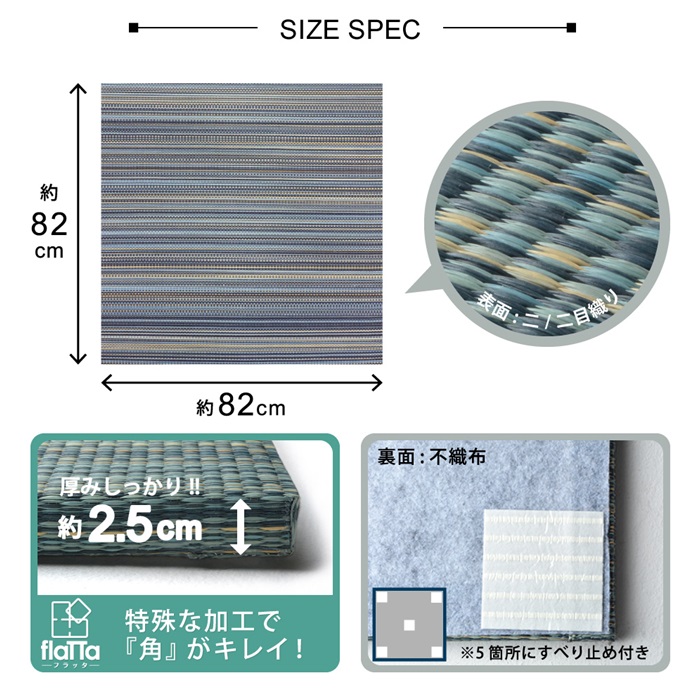 【百貨店SALEでP最大限度47倍】細長い切口のできにくい置き畳 倉敷II 同色9枚仕掛ける 82×82×2.5 青み【代引不可】