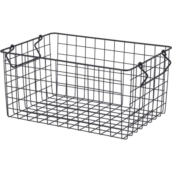 【百貨店SALEでP最大限度47倍】【まとめ】スタッキングワイヤーバスケット ＢＫ ３７ｘ２６ｘ１８ 【×6仕掛ける】