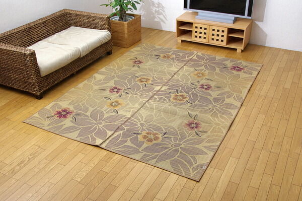 【ポイント20倍】純国産 袋織 い草ラグカーペット 『DXなでしこ』 ベージュ 約191×250cm(裏:不織布)【ベージュ】 【代引不可】