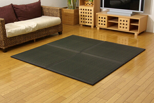【マラソンでP最大49倍】置き畳 ユニット畳 『フレア』 ブラック 82×82×2.3cm（6枚1セット）（中材:低反発ウレタン+フェルト）【ブラック】 【代引不可】