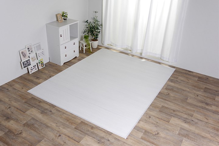 【ポイント20倍】ラグ　カーペット　竹　シンプル　丈夫　ダイニング用　ホワイト　約130&times;185cm【ホワイト】【代引不可】｜インテリアの壱番館