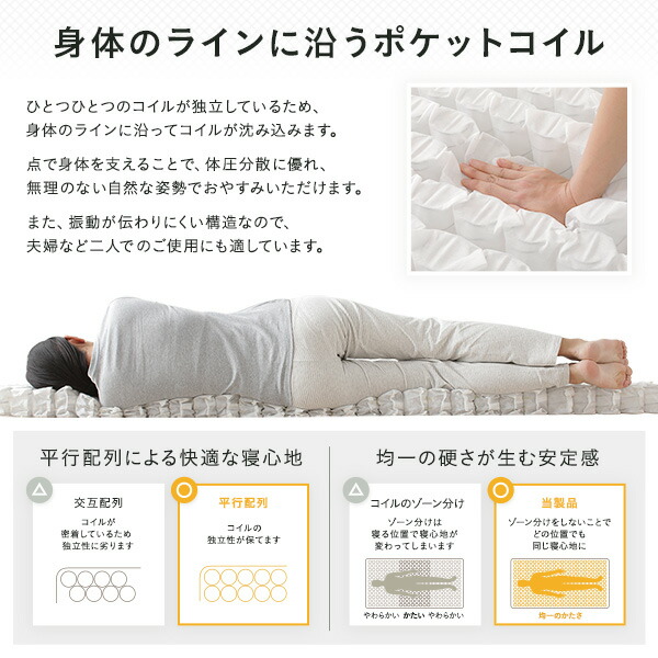 マットレス 国産 ポケットコイル 薄型 三つ折り 竹炭 抗菌 防臭 快眠 体圧分散 1年保証 コンパクト 圧縮 梱包 グレイ 通常丈 ダブル サイズ