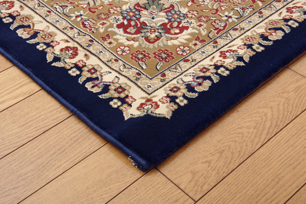 【消費税無し】！トルコ製 ウィルトン織り カーテン カーペット 絨毯 ホットカーペット対応 『ベルミラ RUG』 ネイビー トルコ製 約200