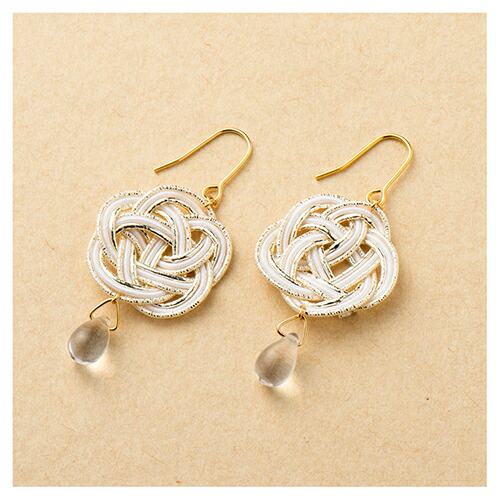 (まとめ)#エヌビー ピアス 水引ピアス 白百合色 2692006