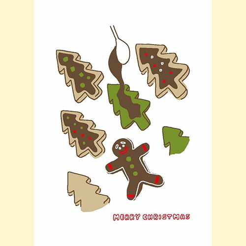 (まとめ)#今野印刷 グリーティングカード Gingerbread Man L20S012