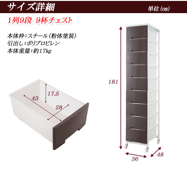【百貨店SALEでP最大限度47倍】総やか納めるプラスチックチェスト1列9段赤銅色