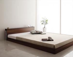 【百貨店SALEでP最大限度47倍】スリムヘッドボードフロアベッド スタンダードポケットコイルマットレス付き添い人 ダブル 精神的な統合築き上げる付