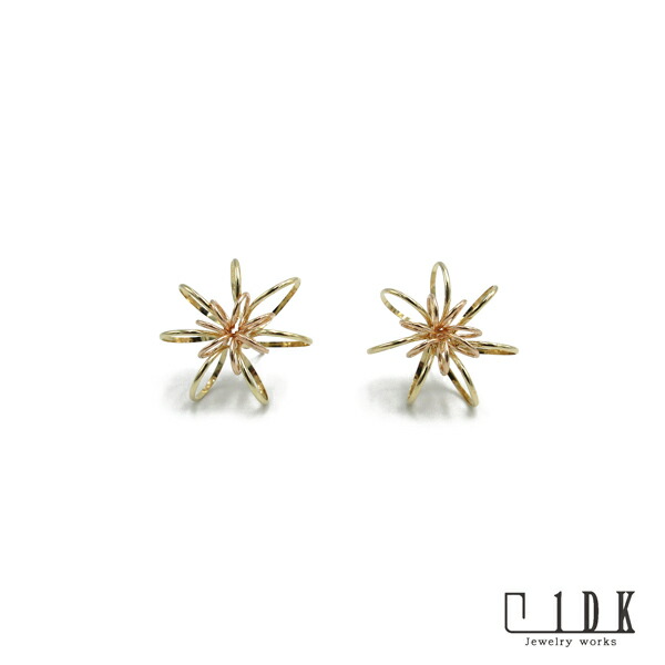 ピアス スタッドピアス 大ぶり ゴールド ピンク ゴールド ニッケルフリー K14GF レディース フラワー 花 大人 女性 彼女 誕生日 記念日 結婚式 プレゼント ギフト 無料ラッピング 1DK Jewelryworks ゴールドフィルド GFP-1310PY シリコンキャッチ付き 日本製 ハンドメイド｜1DK Jewelry works