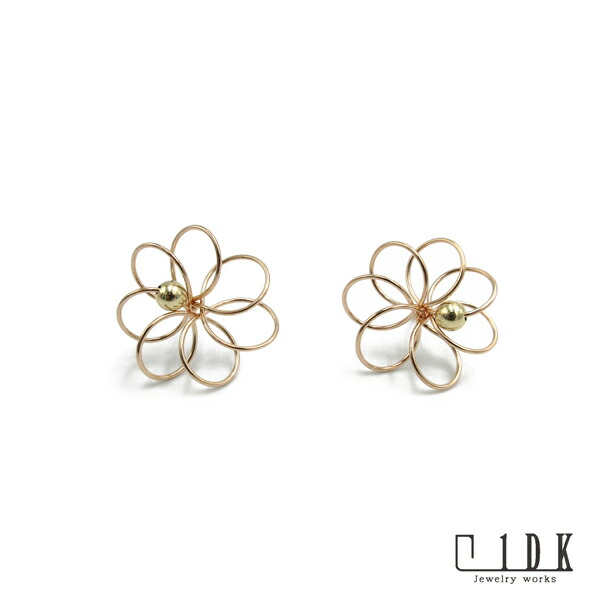 ピアス スタッドピアス 大ぶり ゴールド ピンクゴールド ニッケルフリー K14GF フラワー 花 レディース 大人 女性 彼女 誕生日 記念日 結婚式 プレゼント ギフト 無料ラッピング 1DK Jewelry works ゴールドフィルド GFP-1312PY シリコンキャッチ付き 日本製 ハンドメイド