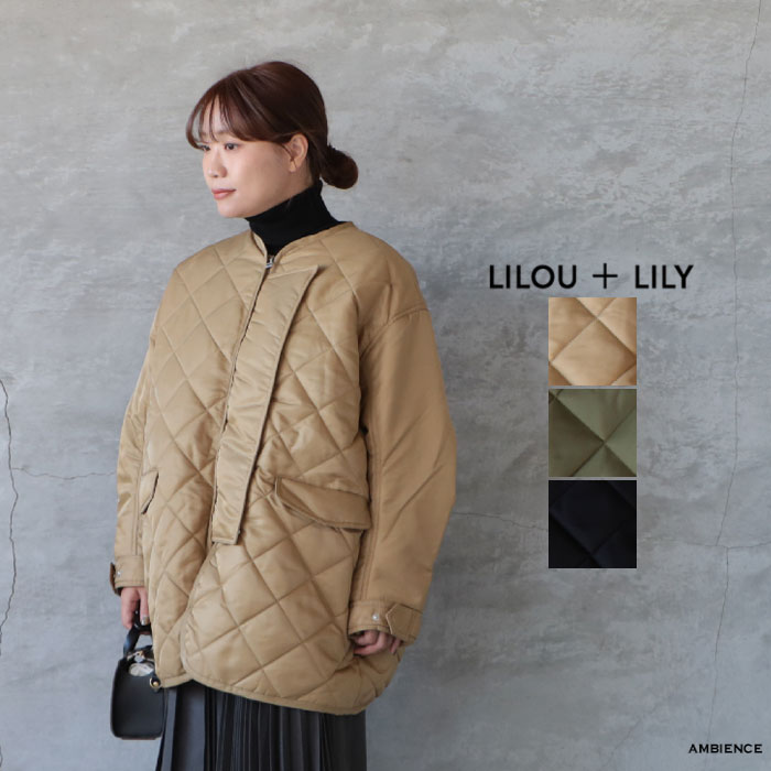 【10％OFFクーポン配布中】 LILOU+LILY リルアンドリリー DIAMOND QUILT COAT キルティングコート ゆうパック発送 ベージュ カーキ アウター 25秋冬 ic-ee
