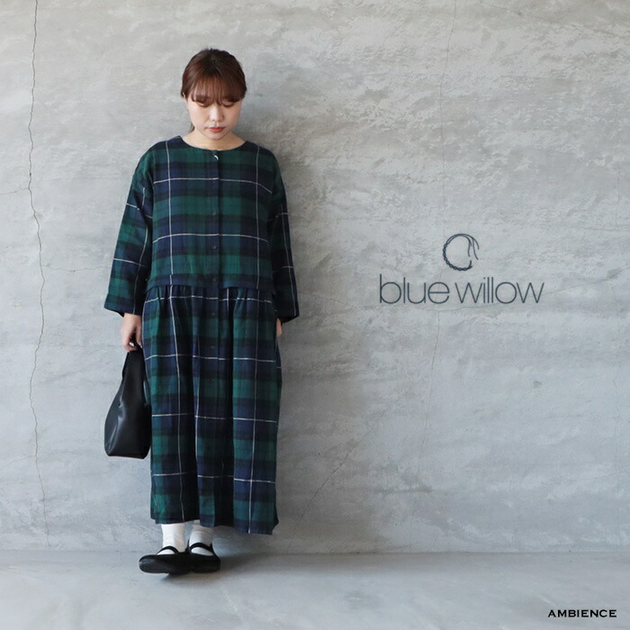 【最大3000円OFFクーポン配布中】 blue willow ブルーウィロウ コットンリネンチェック切替2wayワンピース ゆうパック発送 26春夏
