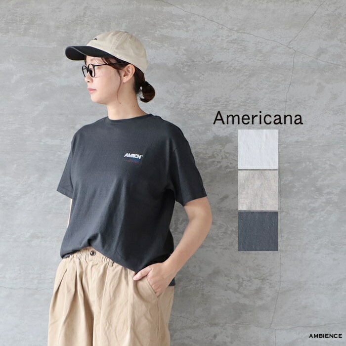 【最大3000円OFFクーポン配布中】AMERICANA アメリカーナラフィー丸胴 AMRCNバックプリントTシャツメール便発送 26春夏 日本製 Tシャツ カットソー