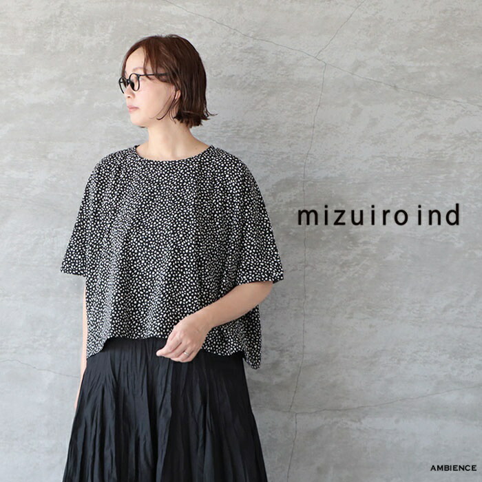 mizuiro ind ミズイロインド プリントワイドプルオーバー ブラック メール便発送 日本製 26春夏