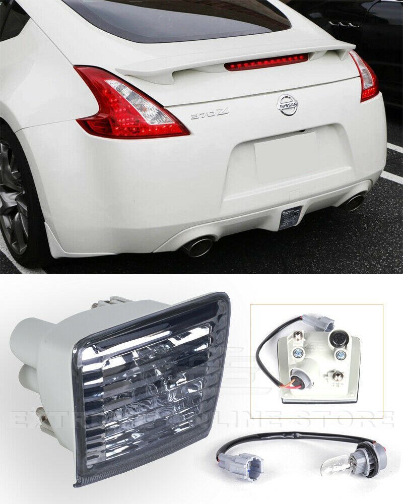 6代目 フェアレディZ FAIRLADYZ Z34 370Z 2008年12月～ 社外品 スモーク クリスタルレンズ センター バックフォグランプ/ライト リア/リヤ カスタム 未使用 送料無料