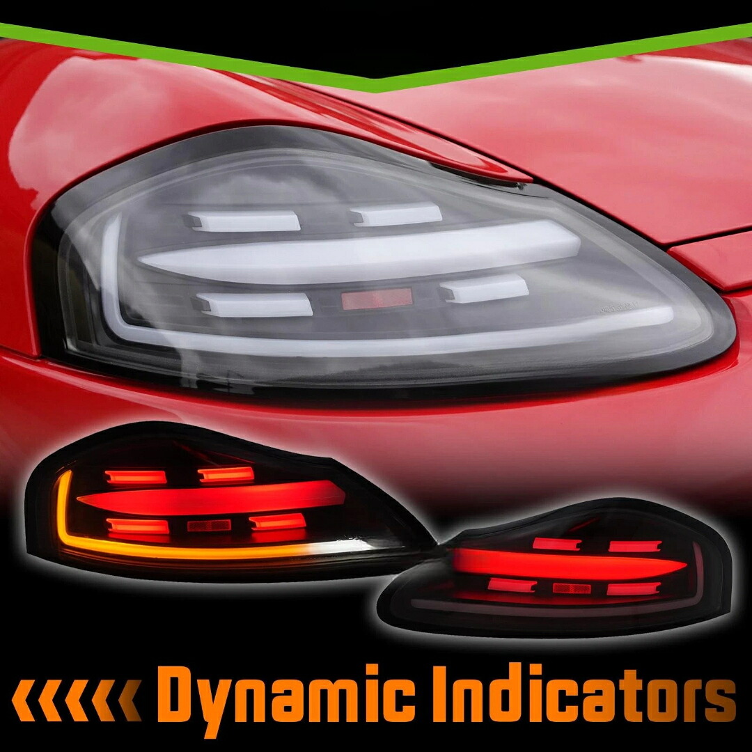 ポルシェ 986 ボクスター '96~'04 スモークレンズ クリヤ フルLED シーケンシャル/流れるウインカー テールライト/ランプ 左右2点セット 未使用 送料無料 V.2|スマートキー キーケース ONESENSE