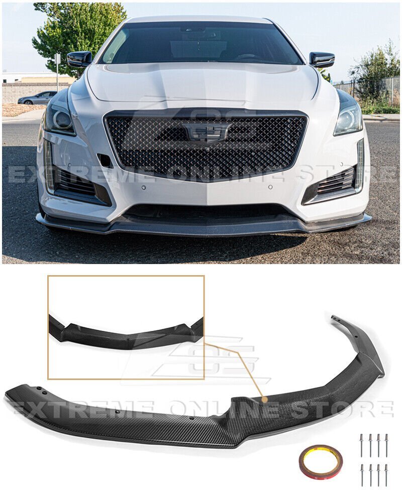キャデラック/Cadillac CTS '14～'19 社外 FRP/カーボン製 フロントスプリッター スポイラー/リップ/スカート エアロパーツ エアロ パーツ 未使用品 送料無料