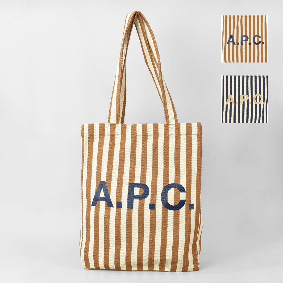 A.P.C アーペーセー トートバッグ ストライプ黒 - トートバッグ