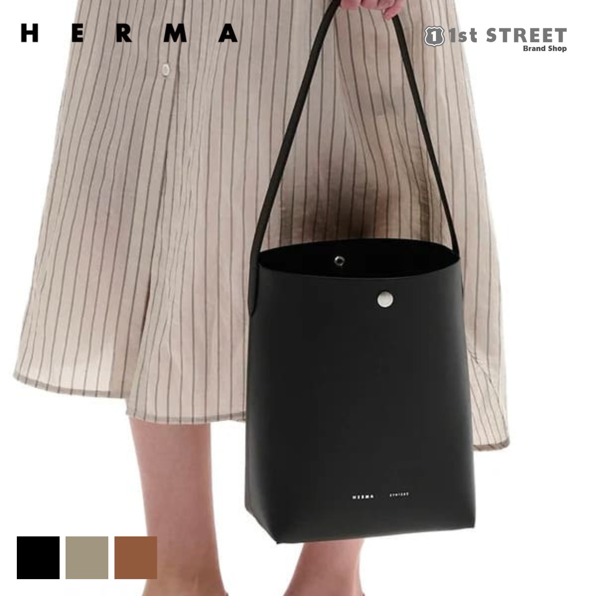 ヘルマ HERMA ショルダーバッグ レディース バッグ ミディアム トートバッグ クロスボディ レザー 牛革 本革 韓国ブランド MEDIUM CABAS SHOULDER BAG
