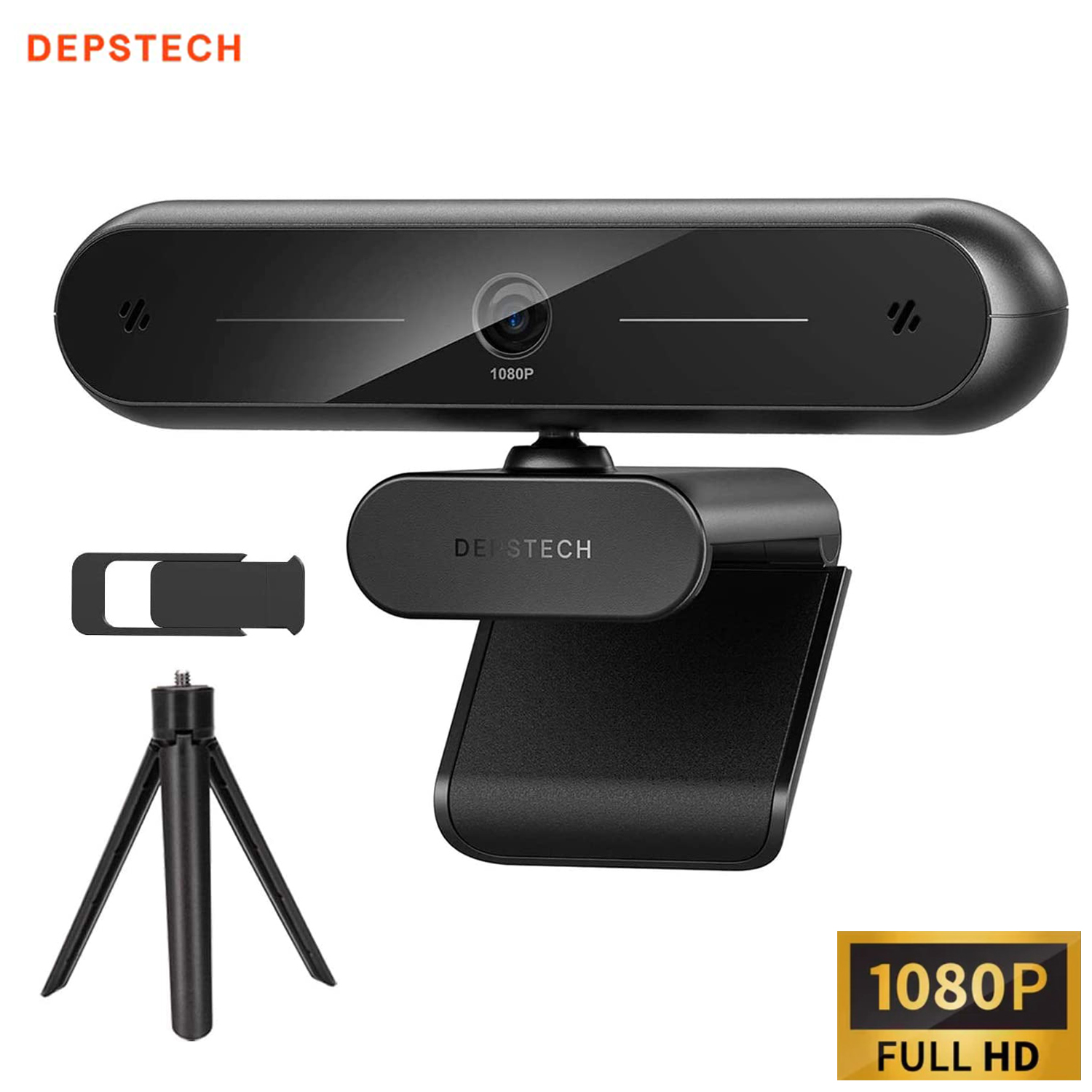 DEPSTECH ウェブカメラ 1080P 高画質 QHD USB webカメラ デュアルマイク内蔵 三脚付き プライバシーシャッター付き 広い視野角 web会議 オンライン授業 PCカメラ DW10