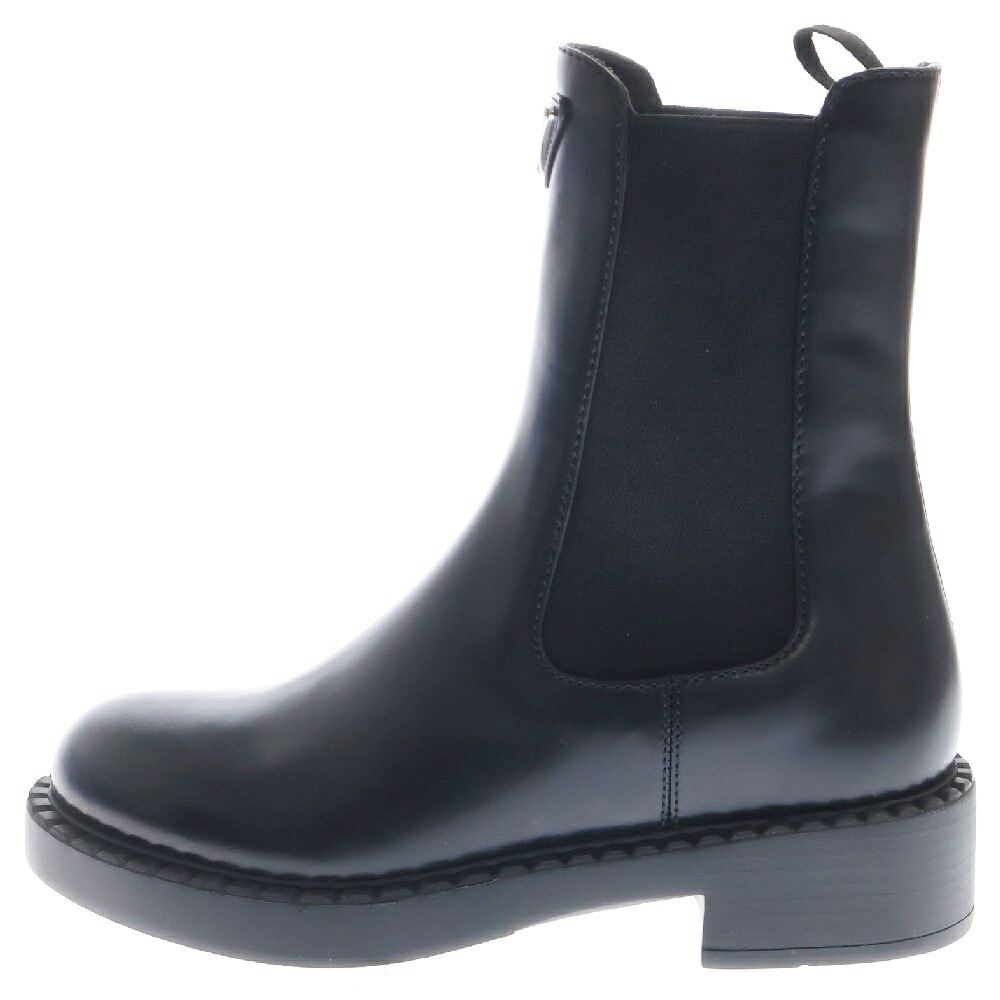 PRADA ブラック チェルシーブーツ 中古・古着通販】PRADA (プラダ) モノリス チェルシーブーツ