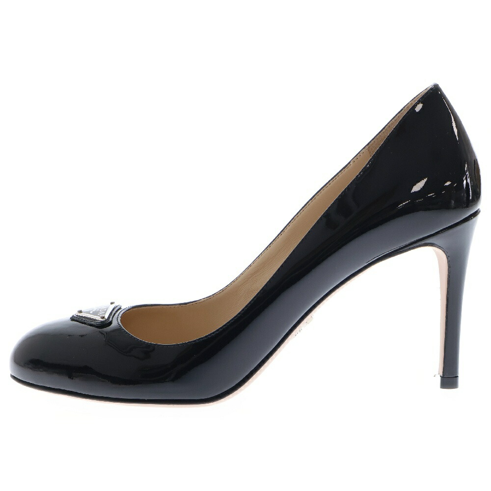 PRADA プラダ ローファー ロゴプレート パンプス　ブラック 黒　23cm プラダ PRADA ローファー オックスフォード トライアングルロゴ