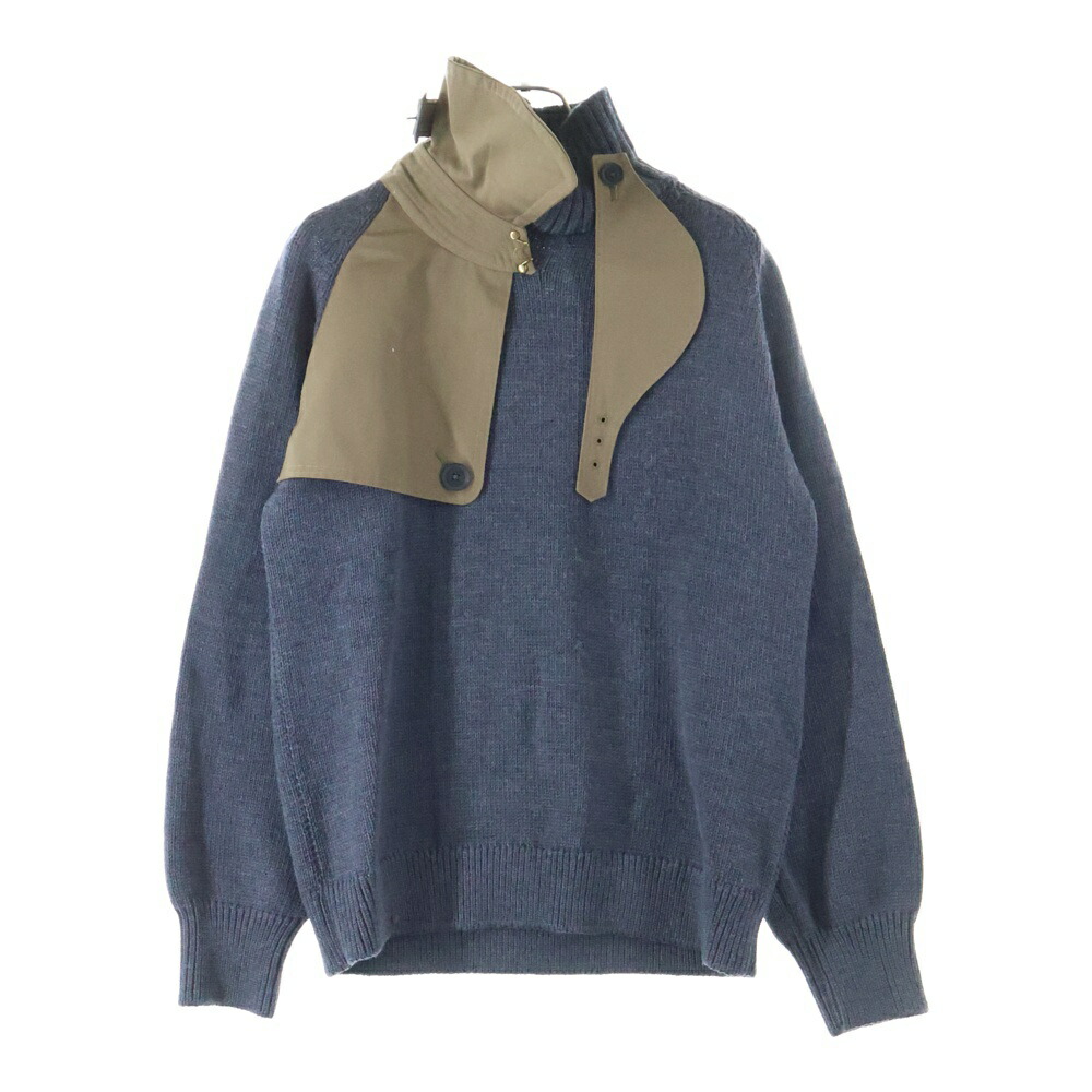 kolor(色合い) 21AW DOCKING KNIT 縛青写真 羊毛編み物 スウェーター 薄墨色 21WCM‐N01301【中古】【座標軸B】