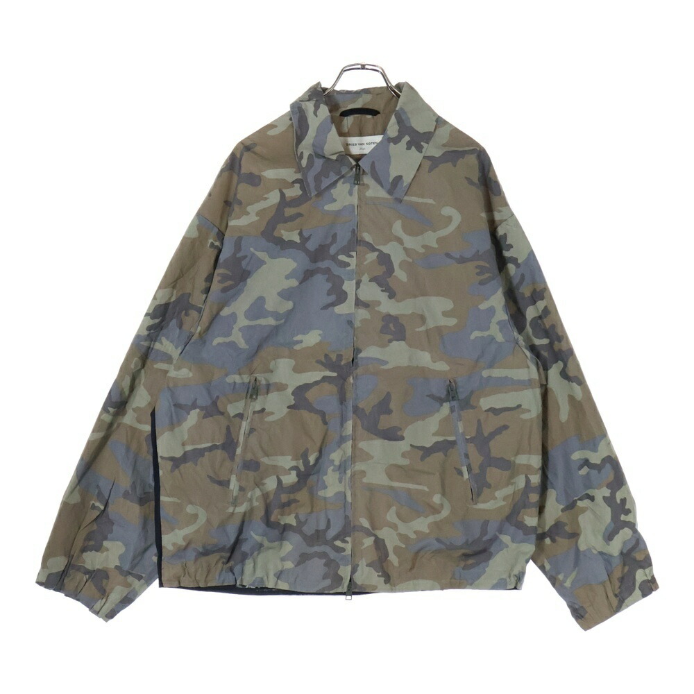 DRIES VAN NOTEN(ドリスヴァンノッテン) メッシュ 切替 リフレクティブ カモ ジップアップ ジャケット カーキ【中古】【程度B】