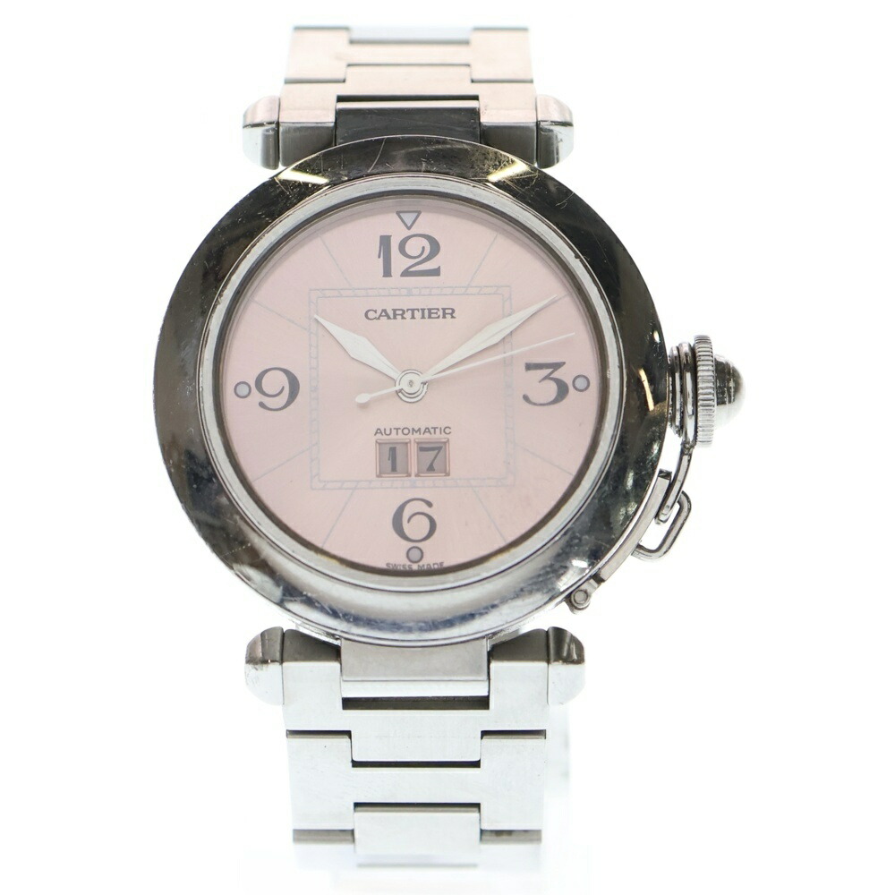Cartier(カルティエ) パシャC ビッグデイト 自動小銃 ご覧なさる ウオッチ しろがね色/サクラ色 W31058M7【中古】【座標軸B】