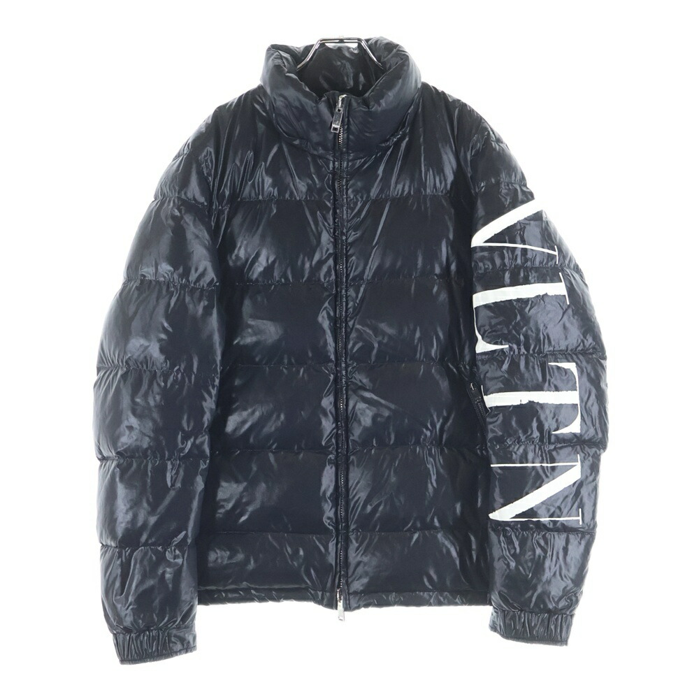 VALENTINO(ヴァレンティノ) 20AW 袖VLTNロゴプリント ジップアップ ダウンジャケット ブラック UV0CNA316SM【中古】【程度C】