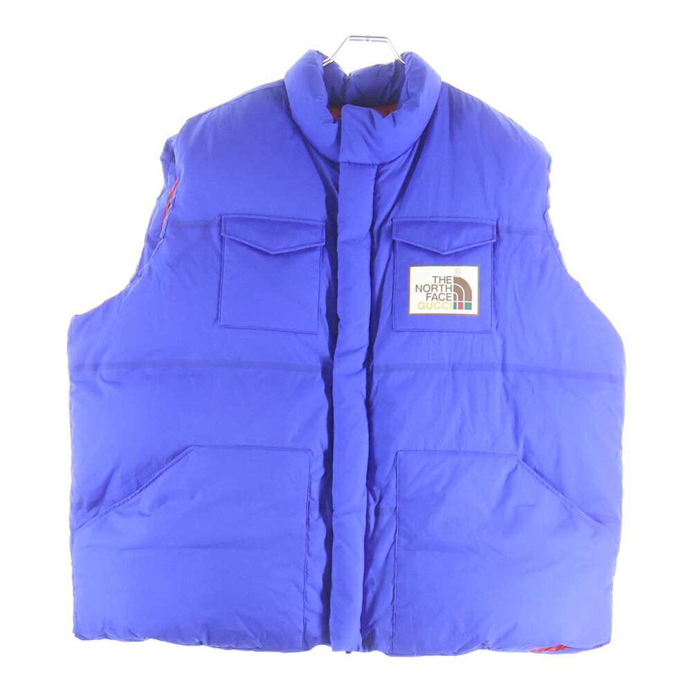 GUCCI(グッチ) ×THE NORTH FACE Down Vest ザ 北の方人間の顔 落ちこむより良い 上衣 青色 663761 XAACX【中古】【座標軸A】