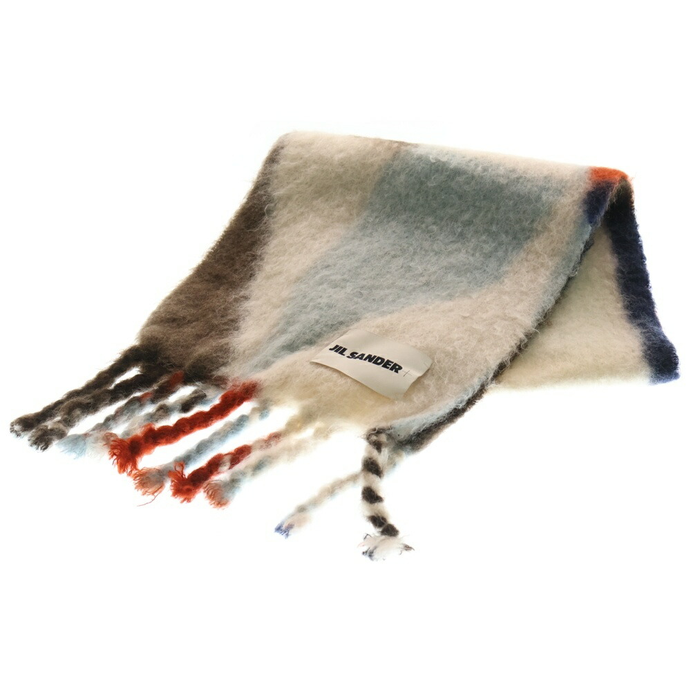 JIL SANDER(ジルサンダー) 羊毛ナイロン 対比目論む フリンジマフラー マルチ色合い JPPT902022【中古】【座標軸B】