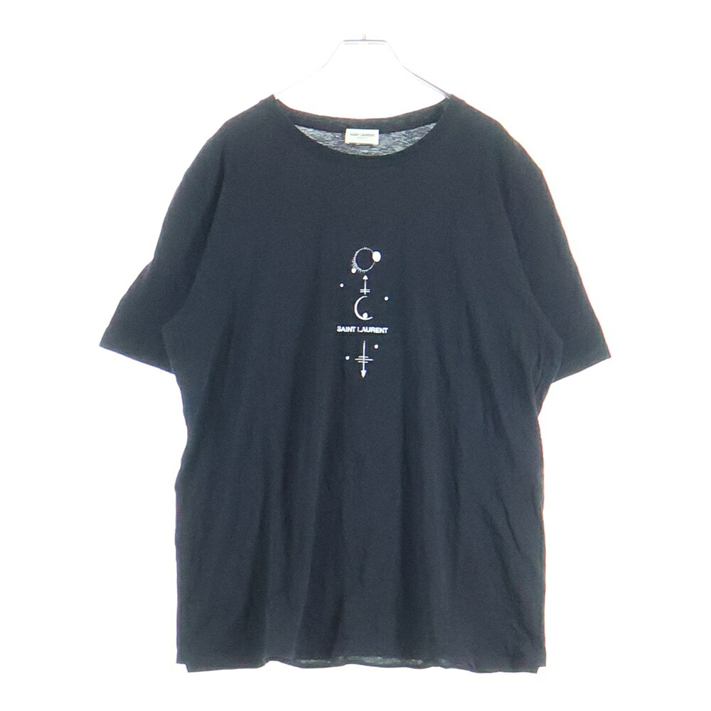 SAINT LAURENT PARIS(サンローランパリ) 20SS 向こう正面刷り上げる 半袖ティーシャツカットソー 黒いこと 603286 YBPQ2【中古】【度合いB】