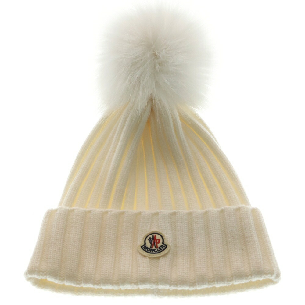 MONCLER(モンク軌跡) 25AW 編み物 ビーニー 羊毛 稲荷 鳥打ち帽 白いこと K20933B00064 M1131【中古】【度合いA】