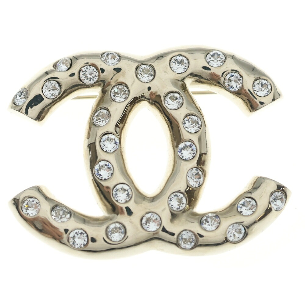 CHANEL(シャネル) ココマーク ロゴタイプ 生産ライン石ころ ピン徽章 ピン胸飾り しろがね色【中古】【座標軸A】
