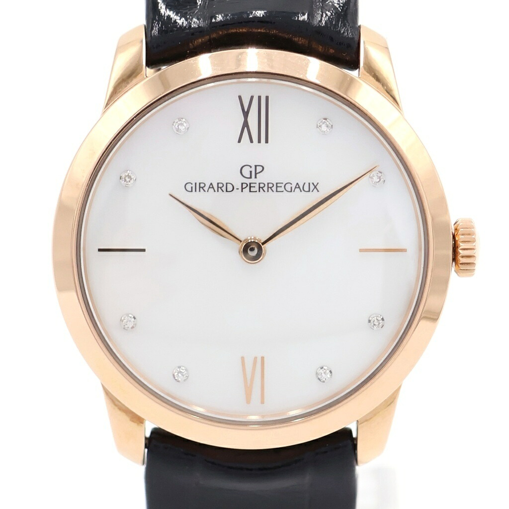 GIRARD PERREGAUX(ジラールペルゴ) 1966 ホワイトシェル文字盤 PG×レザー/AT ピンクゴールド オートマ 自動巻き 腕時計 49528-52-771-0【中古】【程度A】|BRING WATCH 店