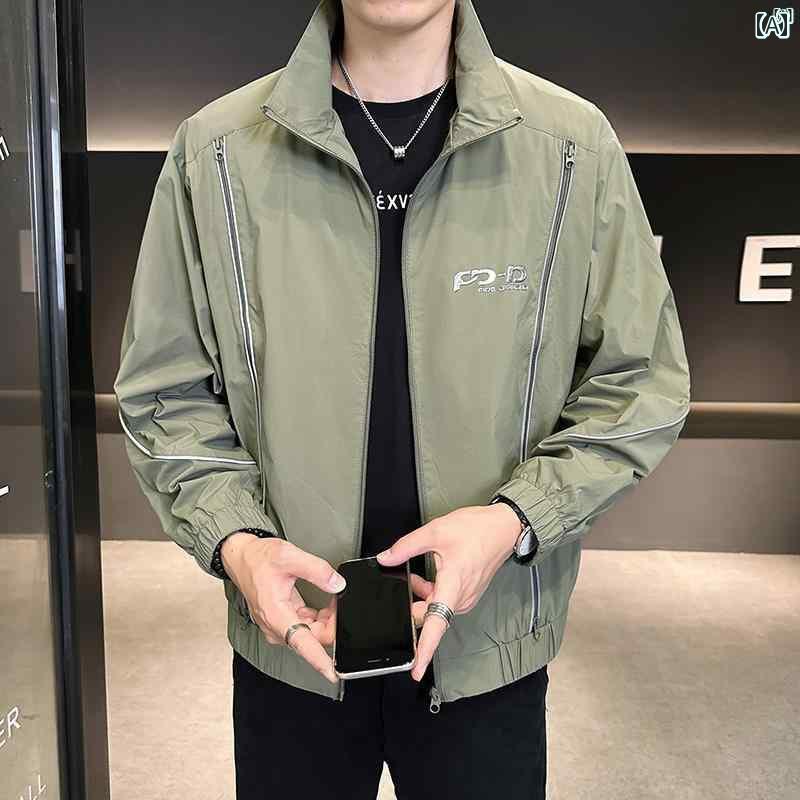 メンズ　ファッション　韓国ファッション　オシャレ　カジュアル　男性用　大歳 ジャケット メンズ 春秋 薄手 高度 スリム カジュアル スタンドカラー