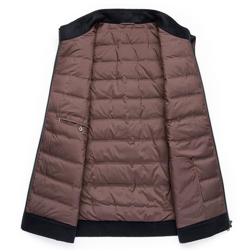 秋冬 メンズ 暖か ベスト カシミヤ ウール 保温 スタンドカラー ジッパー 厚手 ネイビー 防寒 青年向け 基本スタイル