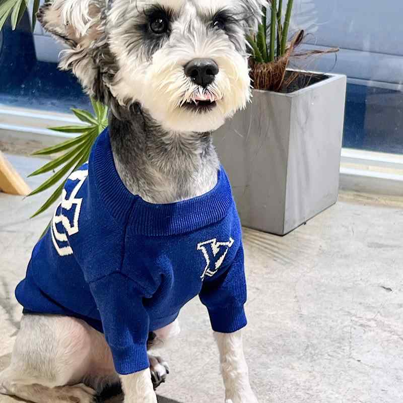 秋冬 小型犬用 ニットセーター 保暖 暖か 犬服 ニット素材 カジュアル 普段使い ロイヤルブルー ブラック トレンドスタイル