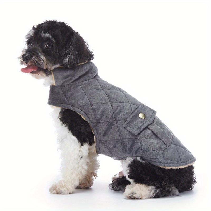 犬用 冬ジャケット 暖か キルティング アウター ダークグレー ネイビーブルー ポリエステル ペット服 秋冬 ユニセックス