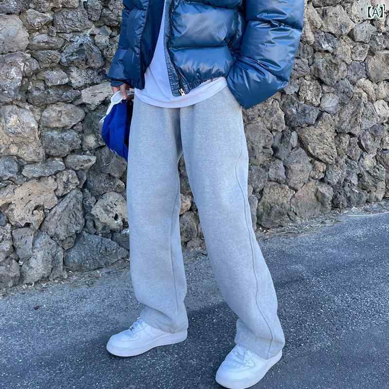 メンズ ファッション 韓国ファッション オシャレ 海外風 メンズ ベルベット スウェットパンツ カジュアル レギンス 韓国 シンプル ストレート 無地 パンツ