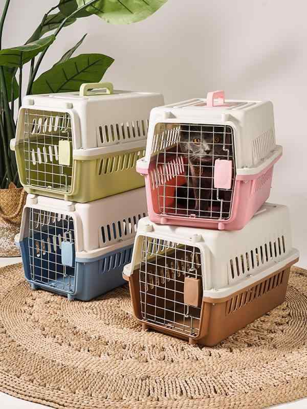 ペットキャリー 猫用 犬用 小型犬 中型犬 ハードタイプ プラスチック製 ポータブル 持ち運び 手提げ ボックス型 通気性 お出かけ 外出 旅行 通院 ドライブ 車載 航空輸送 災害 避難