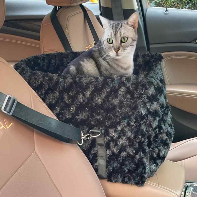ペット用ドライブシート 猫 小型犬 コンソールボックス アームレスト用ベッド 秋冬 暖かい ローズベルベット フランネル ふわふわ 車載クッション ドライブボックス お出かけ