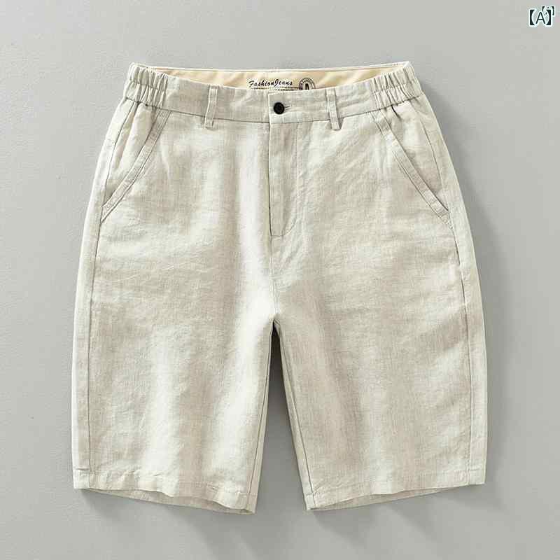 メンズ ファッション 韓国ファッション オシャレ 韓国 リネン ショート パンツ メンズ 薄手 夏 カジュアル ビーチ レトロ 通気性 五分丈