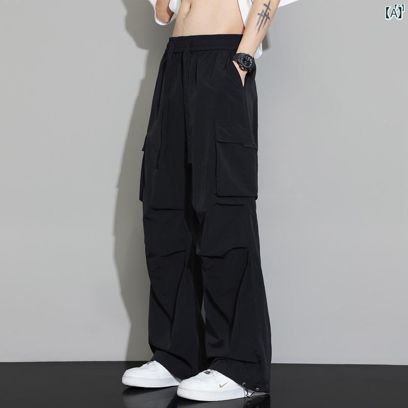 メンズ ファッション 韓国ファッション オシャレ 韓国 パラトルーパー アサルト パンツ メンズ 夏 薄手 ストレート ワイド レッグ ボーイズ スポーツ カジュアル