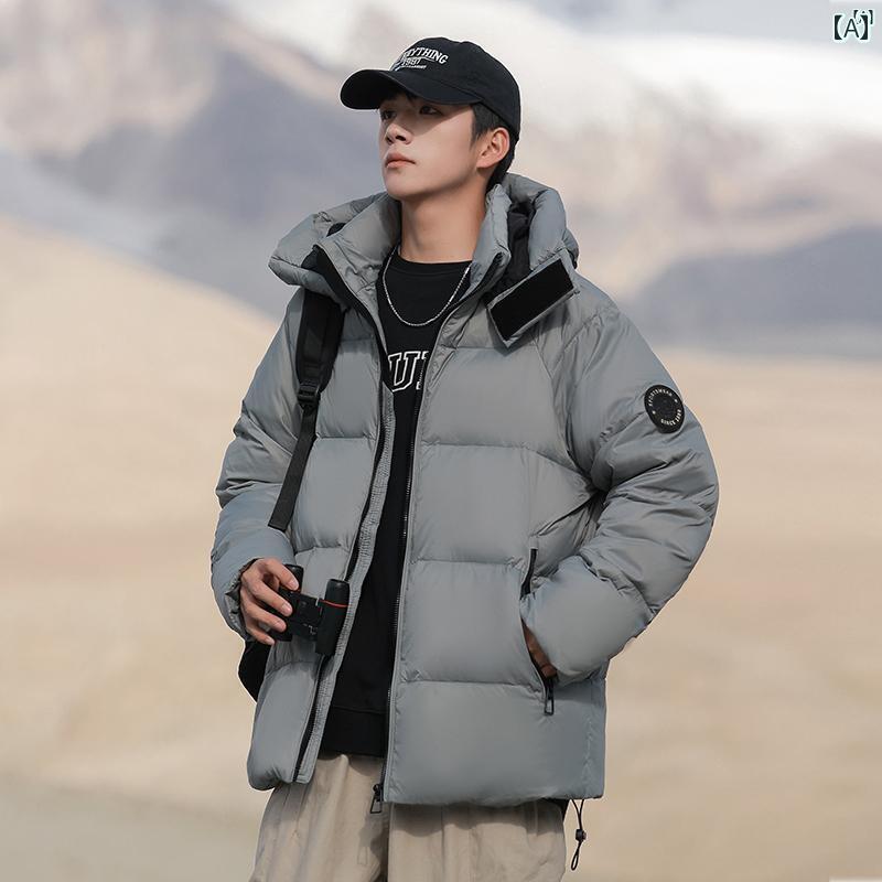 メンズ ファッション 韓国ファッション オシャレ 韓国 eo フード付き ダウン ジャケット メンズ 冬 たり ファッション カジュアル 防風