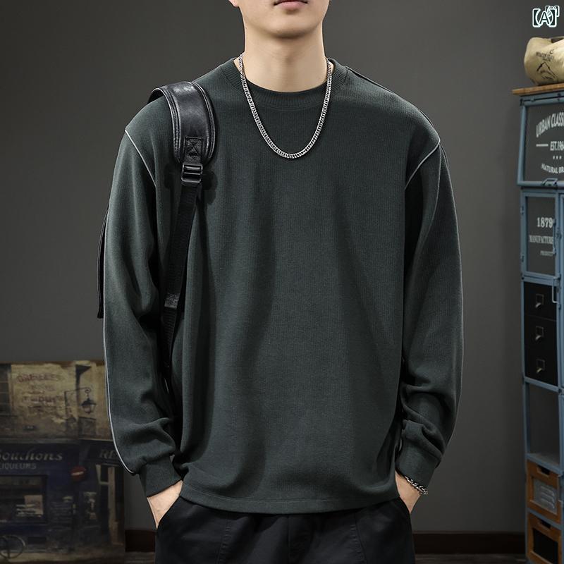 メンズ　男性 ファッション 韓国 オシャレ たり 大歳ストリート 秋 高級 シンプル 長袖 Tシャツ たり 大きいサイズ ラウンドネック ボトムス シャツ アメカジ スウェットシャツ