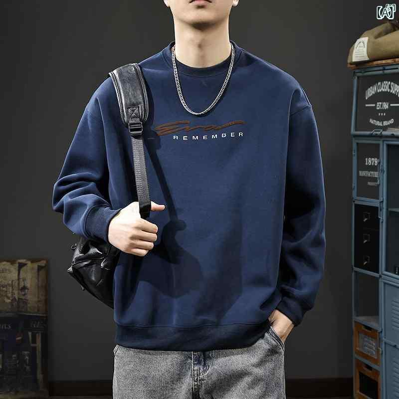 メンズ　男性 ファッション 韓国 オシャレ たり 大歳ストリート 秋 アメリカ レター プリント セーター たり カジュアル ラウンドネック ヘビー 長袖 トップ