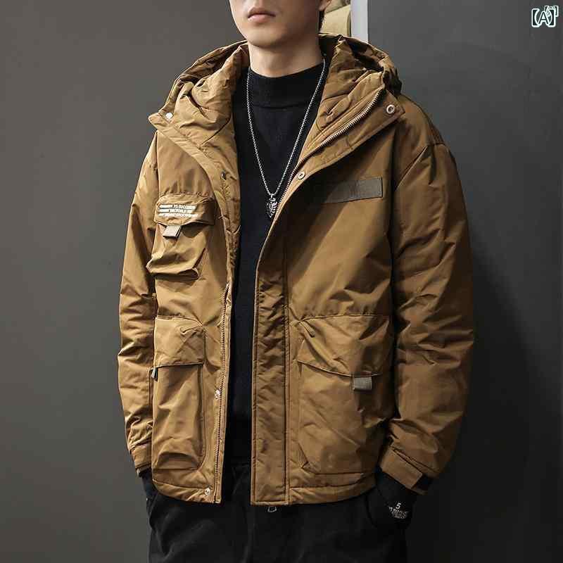 メンズ　男性 ファッション 韓国 オシャレ たり 大歳ストリート 冬 90 ホワイトダックダウン 作業着 フード付き ダウン ジャケット アメリカ 厚く 暖かい カジュアル アサルト 13,148円